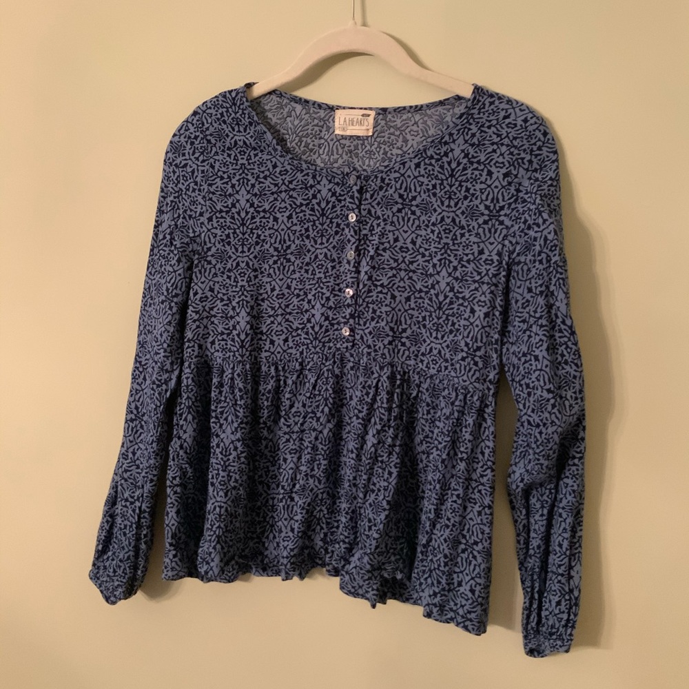 LA Hearts Long Sleeve Babydoll Top